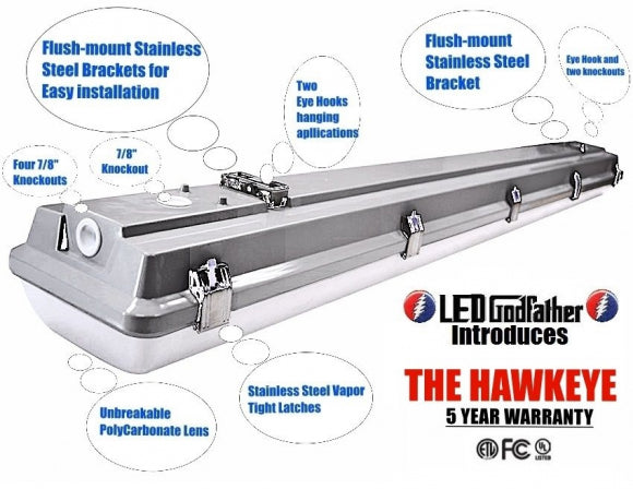 HAWKEYE 3 LED Utility Shop Light 4' Ft 66-Watts Instant-On 8,550lm